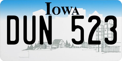 IA license plate DUN523