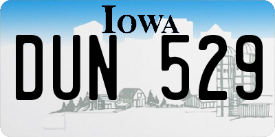 IA license plate DUN529