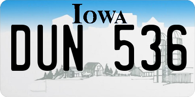 IA license plate DUN536