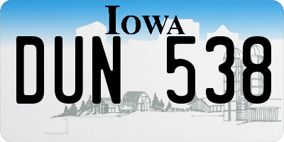 IA license plate DUN538