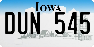 IA license plate DUN545