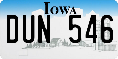 IA license plate DUN546