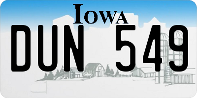 IA license plate DUN549