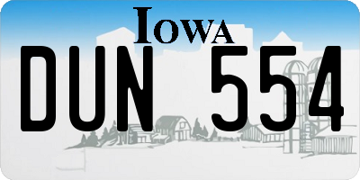 IA license plate DUN554
