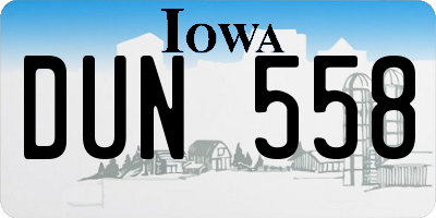IA license plate DUN558
