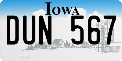 IA license plate DUN567