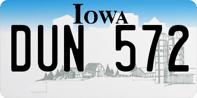 IA license plate DUN572