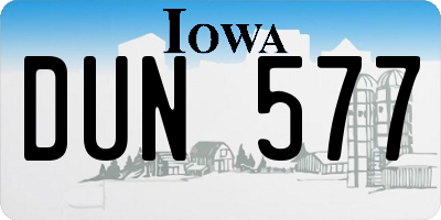 IA license plate DUN577
