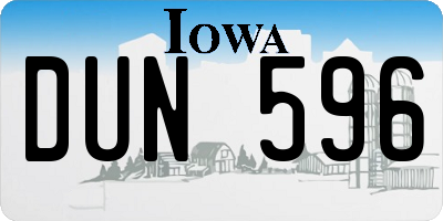 IA license plate DUN596