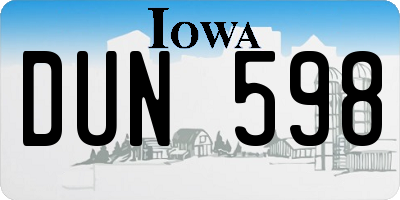 IA license plate DUN598