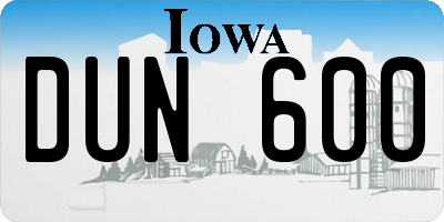 IA license plate DUN600