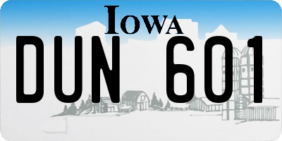 IA license plate DUN601