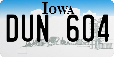 IA license plate DUN604