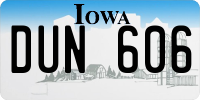 IA license plate DUN606