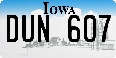 IA license plate DUN607