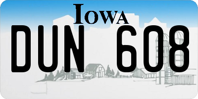 IA license plate DUN608