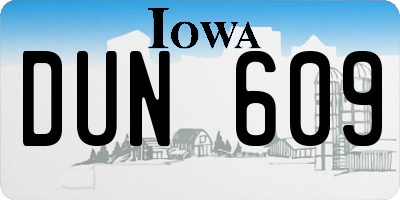 IA license plate DUN609