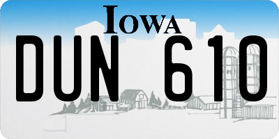 IA license plate DUN610