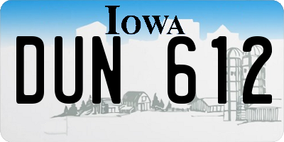 IA license plate DUN612