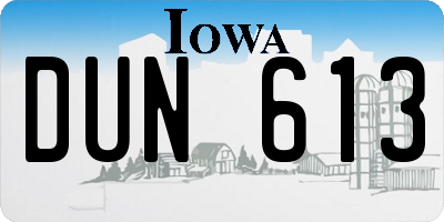 IA license plate DUN613