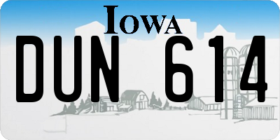 IA license plate DUN614