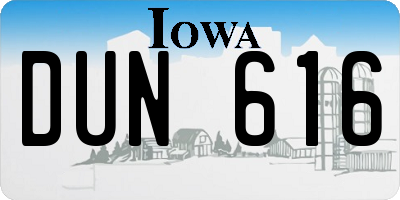 IA license plate DUN616