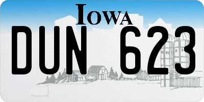 IA license plate DUN623