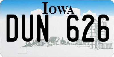 IA license plate DUN626