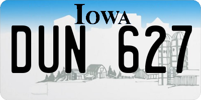 IA license plate DUN627
