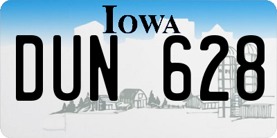 IA license plate DUN628