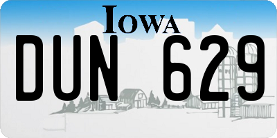 IA license plate DUN629