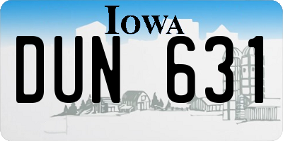 IA license plate DUN631
