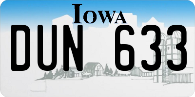 IA license plate DUN633