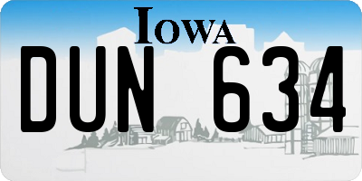 IA license plate DUN634