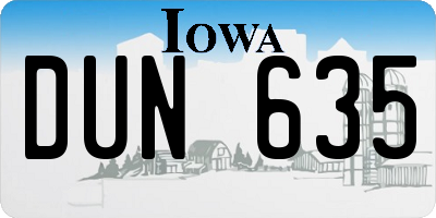 IA license plate DUN635