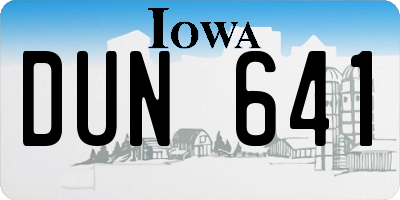 IA license plate DUN641