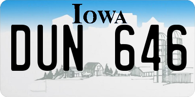 IA license plate DUN646