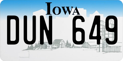 IA license plate DUN649