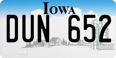 IA license plate DUN652