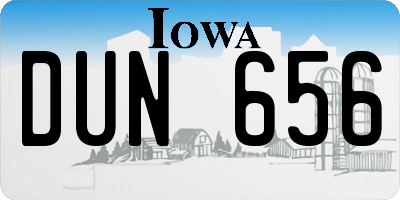 IA license plate DUN656