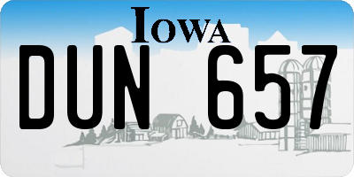 IA license plate DUN657