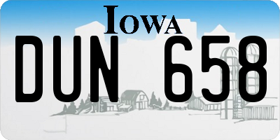 IA license plate DUN658