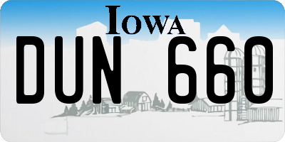 IA license plate DUN660