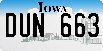 IA license plate DUN663