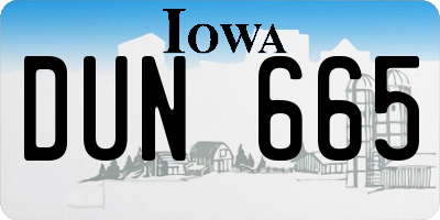 IA license plate DUN665