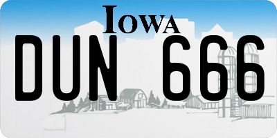 IA license plate DUN666