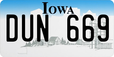 IA license plate DUN669