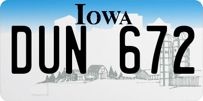 IA license plate DUN672