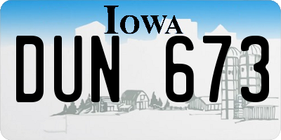 IA license plate DUN673