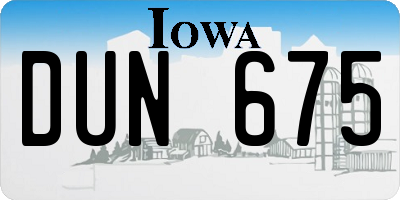 IA license plate DUN675